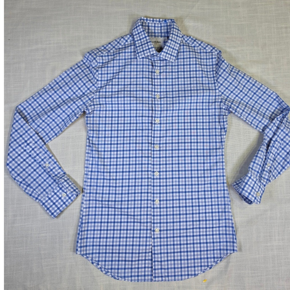 Goodfellow & Co Mens Slim Fit Blue White Gingham Long Sleeve Button Down Shirt S
